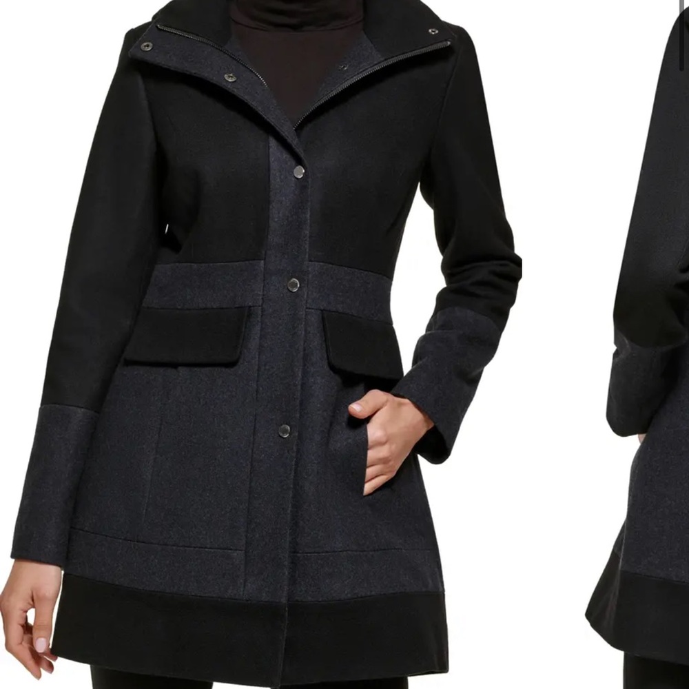 Guess coat Hooded Snap Wool Blend Coat